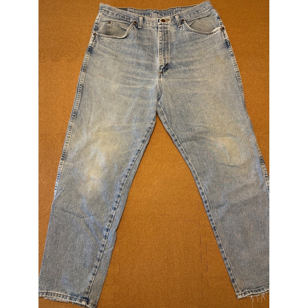Wrangler Jean Men 36x32 Light Wash Vintage Made in USA Cotton Straight Leg Denim